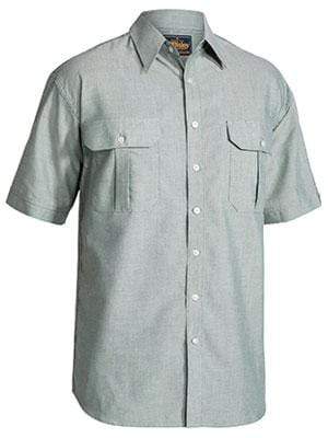 Bisley Workwear Oxford Shirt Short Sleeve BS1030 Work Wear Bisley Workwear GREEN (BLWR) S 